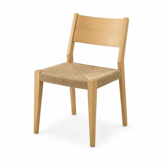 Chaise de salle à manger en bois massif hévéa avec assise en corde tressée naturelle 47 cm x 50 cm x 82 cm