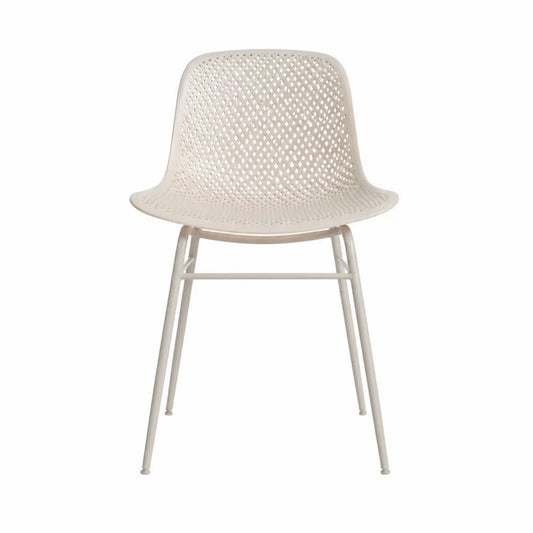 Chaise de salle à manger en polypropylène ajouré beige avec pieds en acier 52 x 55 x 82 cm